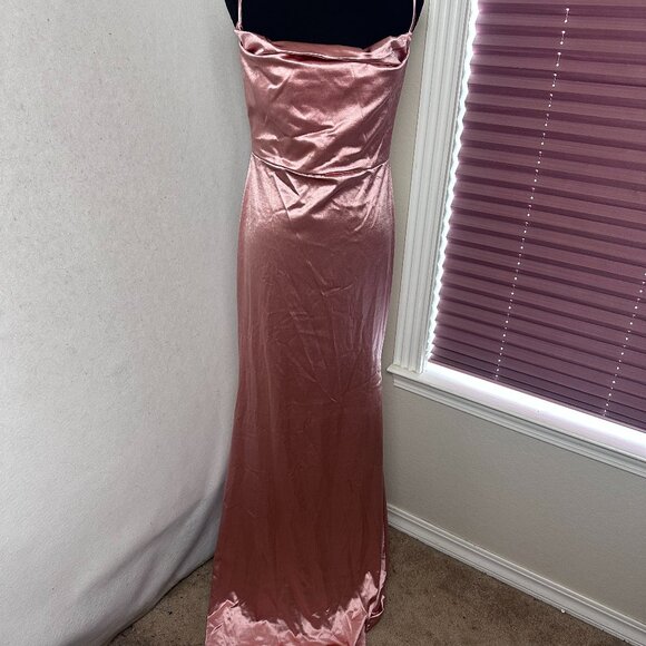 Windsor slip dress sz L mauve pink maxi spaghetti straps Y2K hoco prom satin - Picture 1 of 8